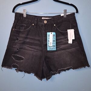 YMI Black Distressed Jean Shorts